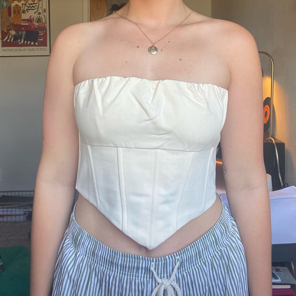 American Threads- Strapless cream color corset top